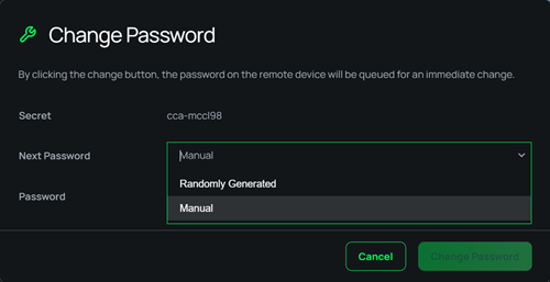 Change Password manual option