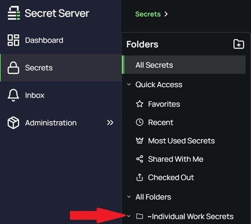 Location of the Individual Work Secrets option