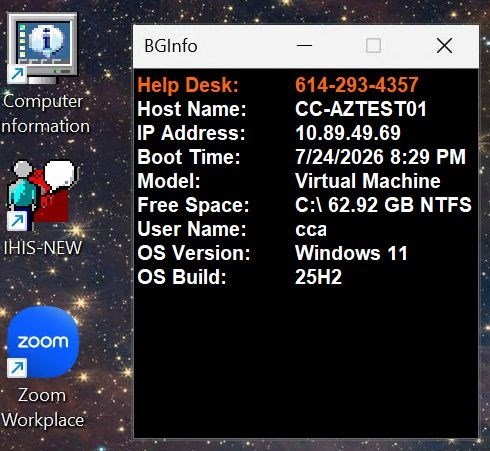 Screenshot of the Computer Info Data Popup